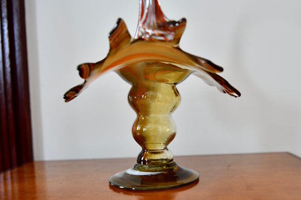 Venetian-Style Glass Basket Vase