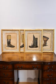 Antique Hand Colored & Painted Over Boot Print