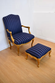Giltwood Louis XV Style Armchair & Footstool