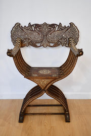 Syrian Savonarola Chair with Mother of Pearl