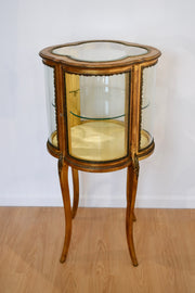Antique Louis XV Style Gilt Curved Glass Curio