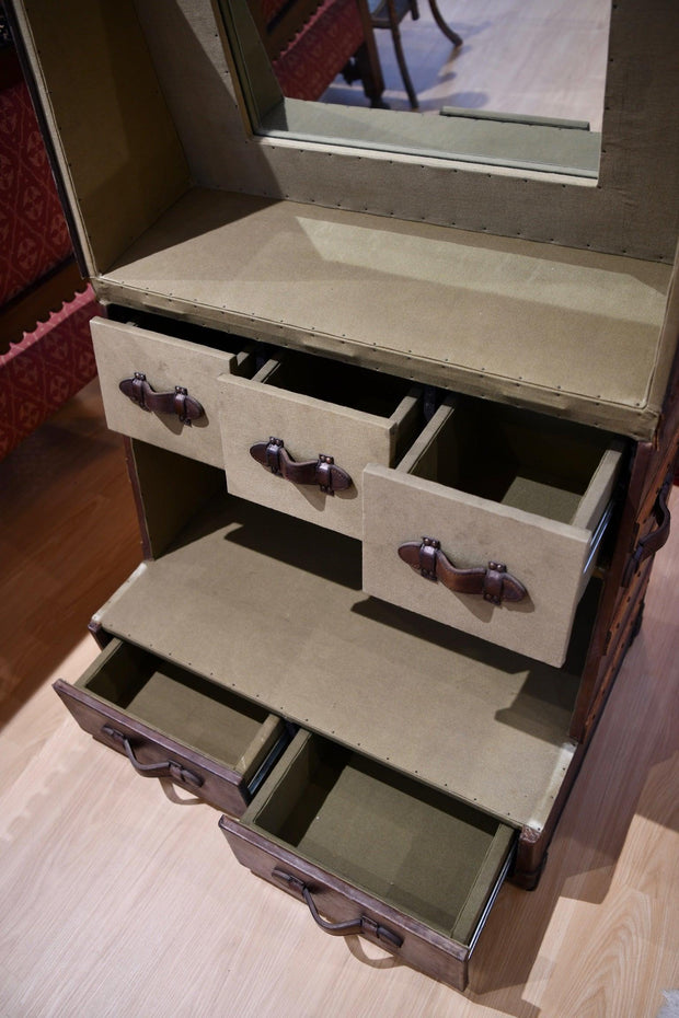 Leather and Cowhide Veneered Vanity Trunk