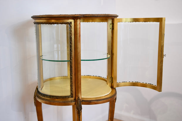 Antique Louis XV Style Gilt Curved Glass Curio