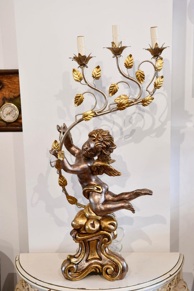 Carved Putti Table Lamp