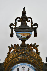 Rococo-Style Sevres Porcelain Clock and Candelabra